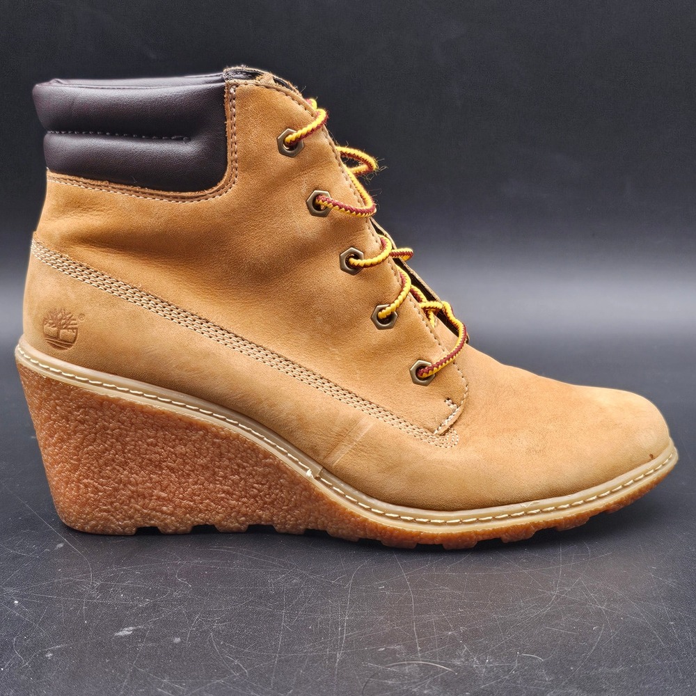Timberland Earthkeepers Amston Wheat Nubuck Leather Wedge Boots 8251A Womens 7.5
